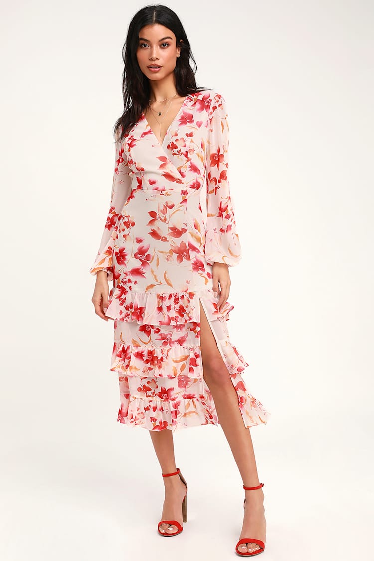 cream and red floral dress Buy Cream/Red Floral Summer Frill Midi Slip Dress from Next USA
