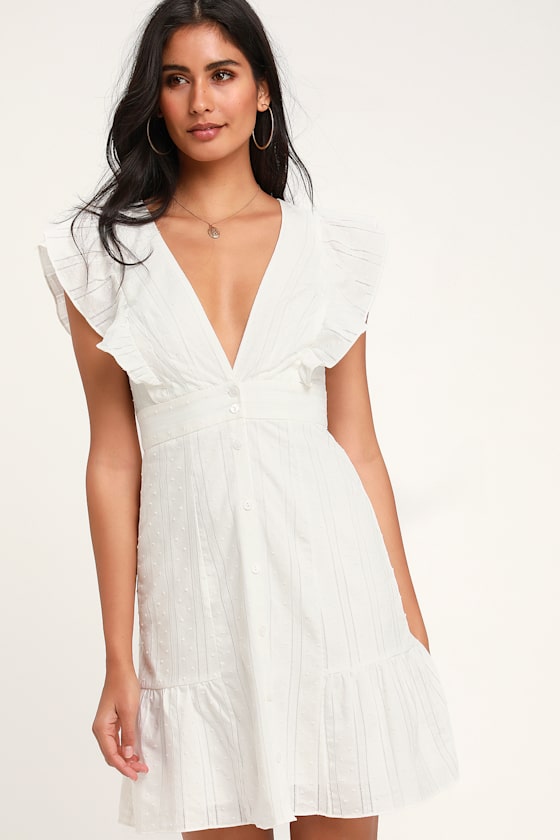 white dress button front