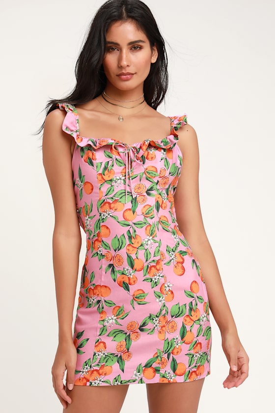 Aranciata Pink Print Tie-Back Mini Dress 3