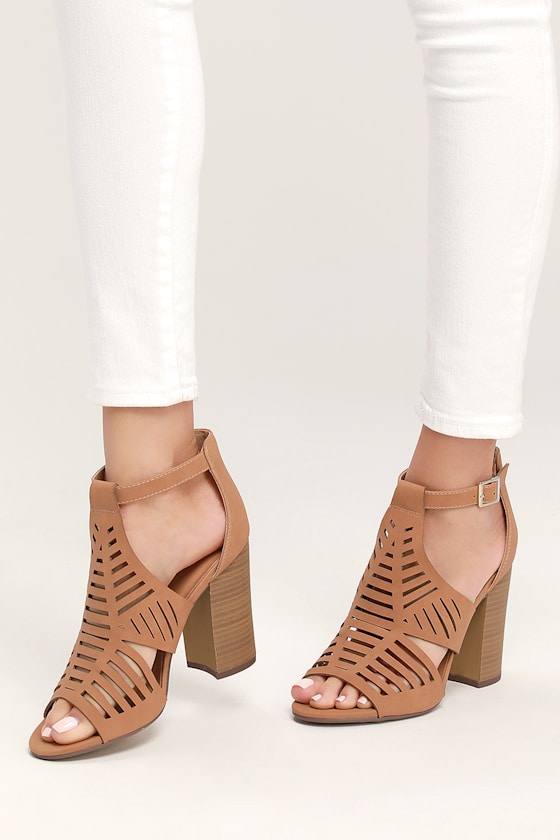Callie Dark Sand Nubuck High Heel Sandals 1