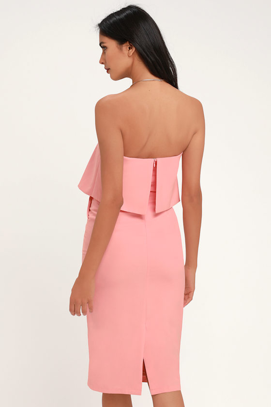 Lots of Love Light Pink Strapless Midi Dress 3