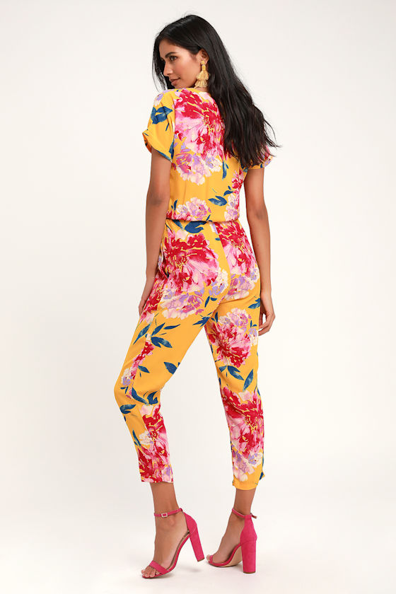 Successful Statice Mustard Yellow Floral Print Jumpsuit 3