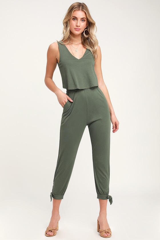 Cute Olive Green Jumpsuit - Sleeveless Jumpsuit - Green Jumpsuit - Lulus