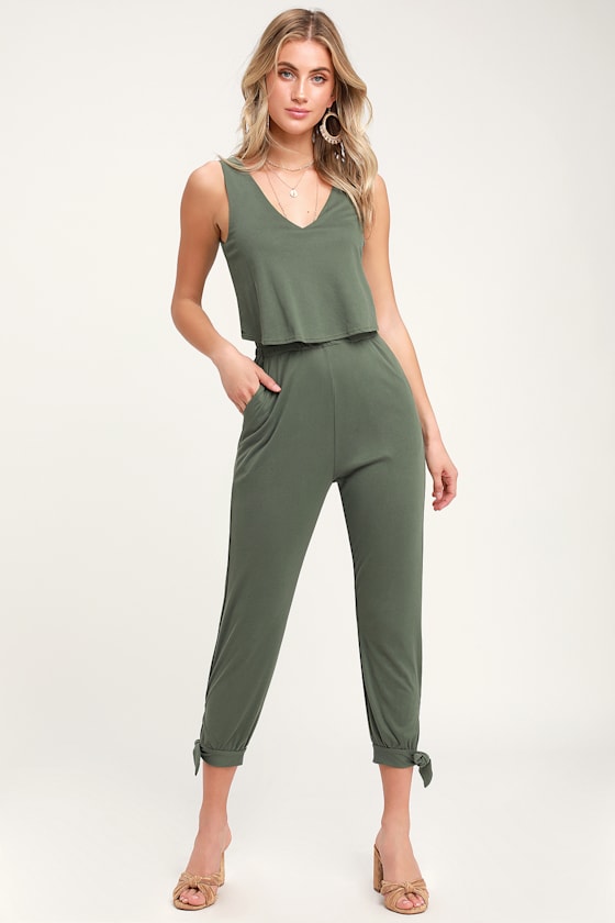 Cute Olive Green Jumpsuit Sleeveless Jumpsuit Green Jumpsuit Lulus