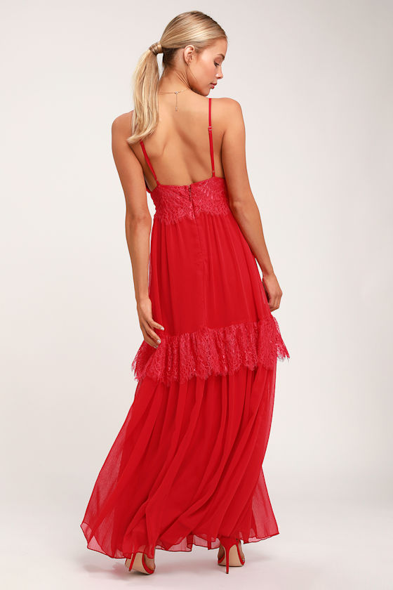 Dream About Me Red Lace Maxi Dress 3