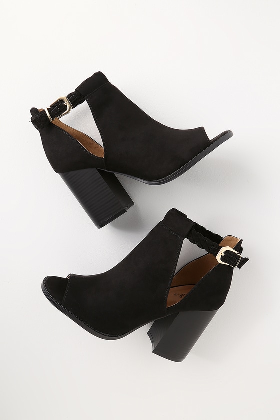 peep toe booties heels