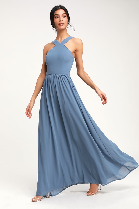 air of romance light blue maxi dress