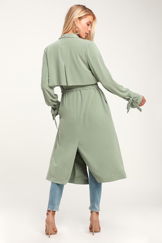 ジャケット・アウター YOKE REVERSIBLE TRENCH COAT SAGE GREEN Cute Sage Green Trench Coat - Lightweight Trench Coat - Coat