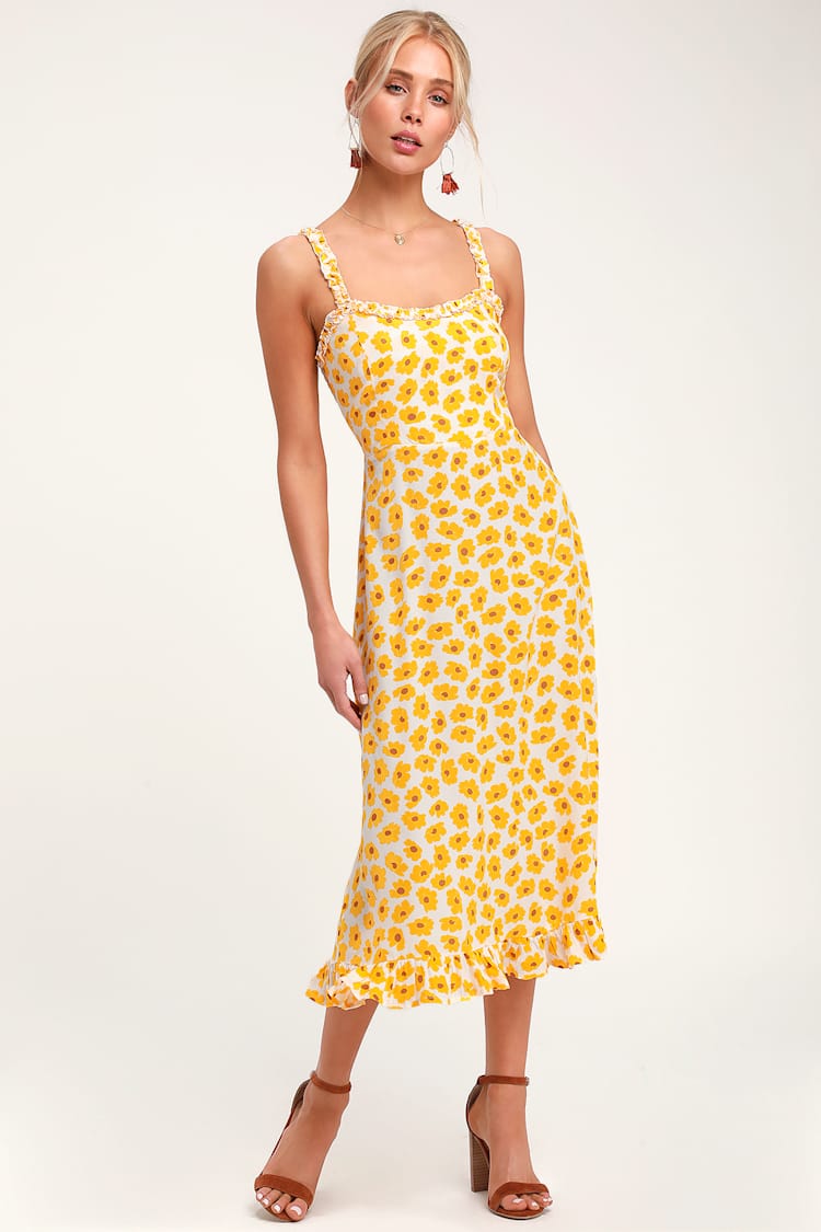 knee length dresses for ladies Noémie floral-embroidered midi dress in Green