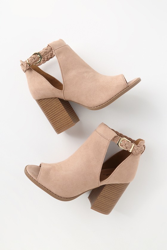 taupe booties high heel