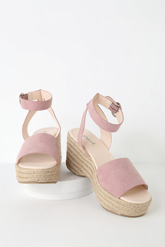 Elyse Desert Rose Suede Platform Espadrille Sandals 1