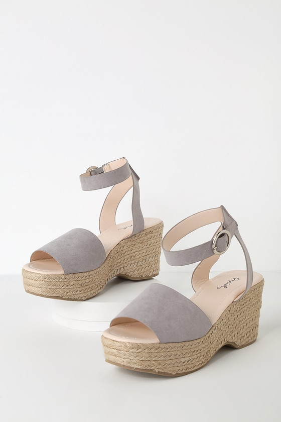 grey suede platform sandals