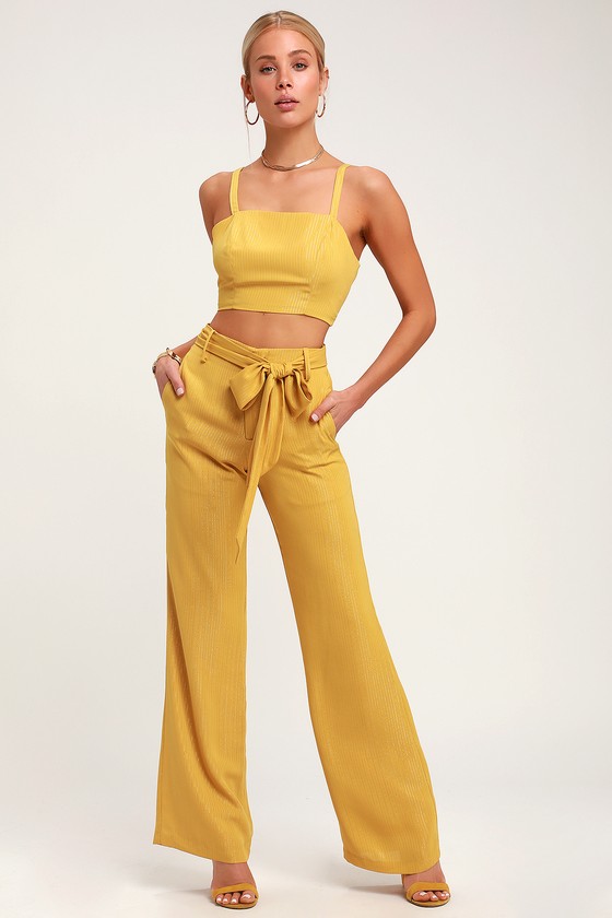 Tall Women's Yellow Double Button Wide Leg Pants | Prissy Duck