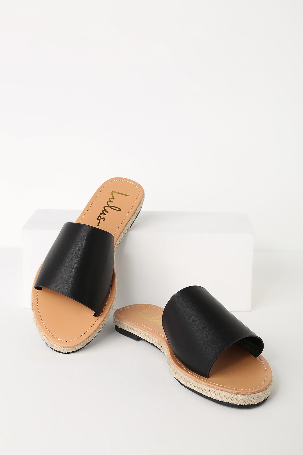 Marnie Black Espadrille Slide Sandals