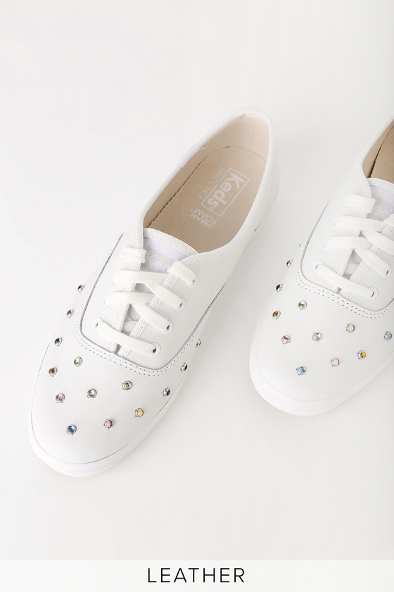 Starlight White Leather Studded Sneakers