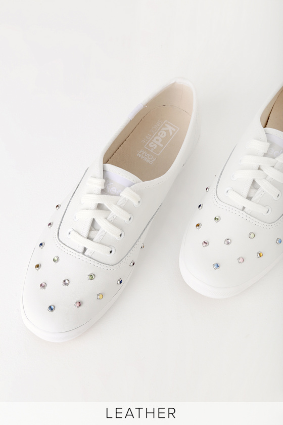 Starlight White Leather Studded Sneakers 2