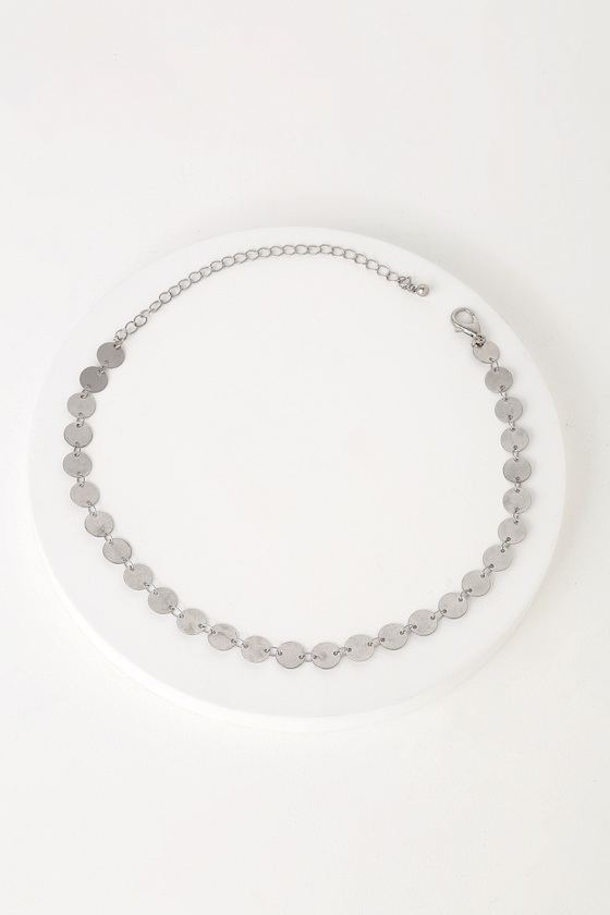 Never Let You Go Silver Choker Necklace 2