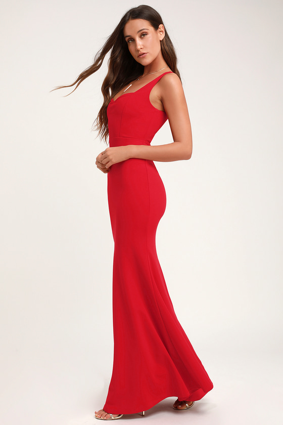 Lovely Red Maxi Dress - Red Maxi Dress - Mermaid Gown - Lulus
