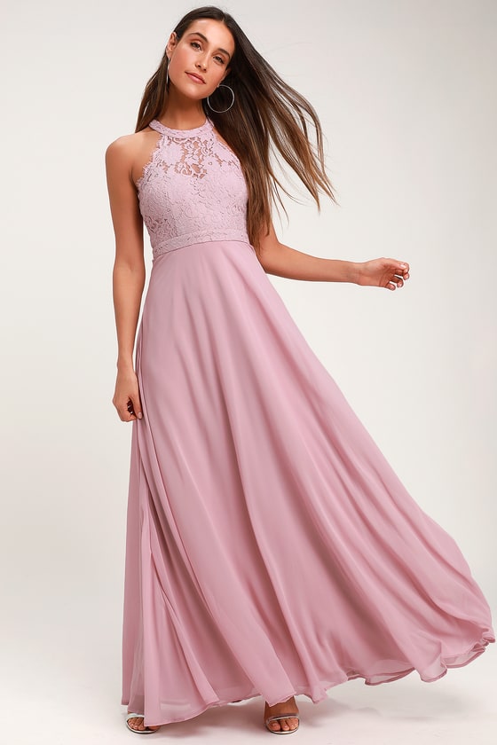 Elegant Maxi Dress - Lace Maxi Dress - Mauve Purple Maxi Dress - Lulus
