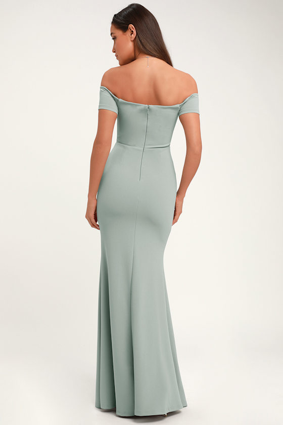 Lynne Slate Blue Off-the-Shoulder Maxi Dress 2