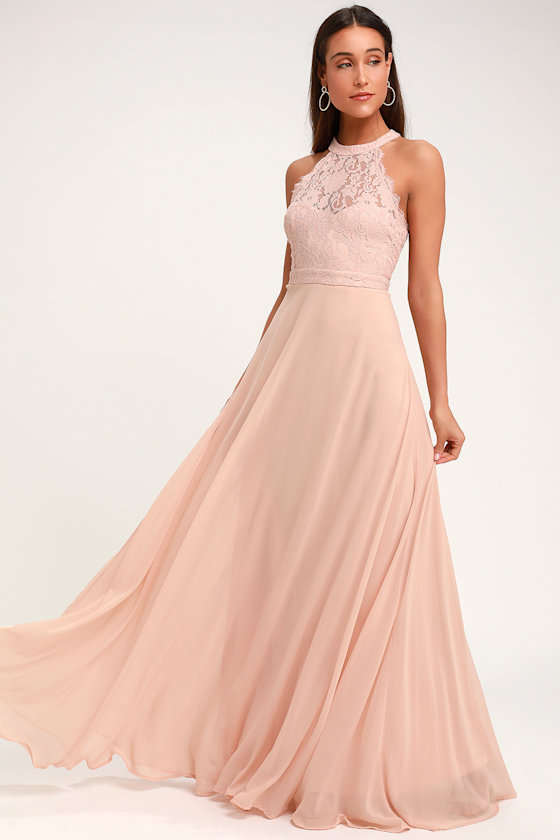 Dance All Evening Blush Pink Lace Maxi Dress 1