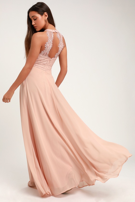 pink maxi evening dress
