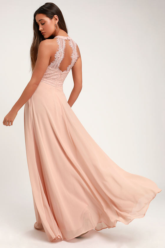 Dance All Evening Blush Pink Lace Maxi Dress 2