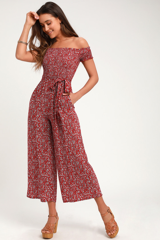 Cute Jumpsuit - Red Floral Jumpsuit - Wide-Leg Jumpsuit - Lulus