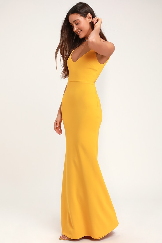 mustard colored maxi dress