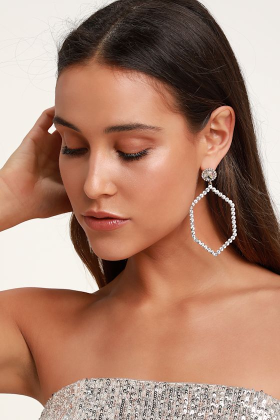 Luxe Gold Earrings Rhinestone Earrings Statement Earrings Lulus