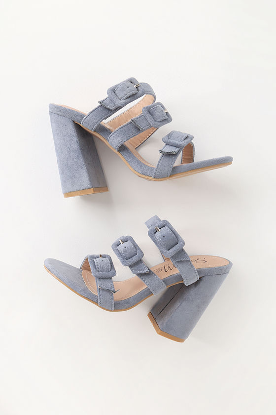 suede peep toe mules