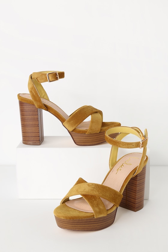 tan velvet heels