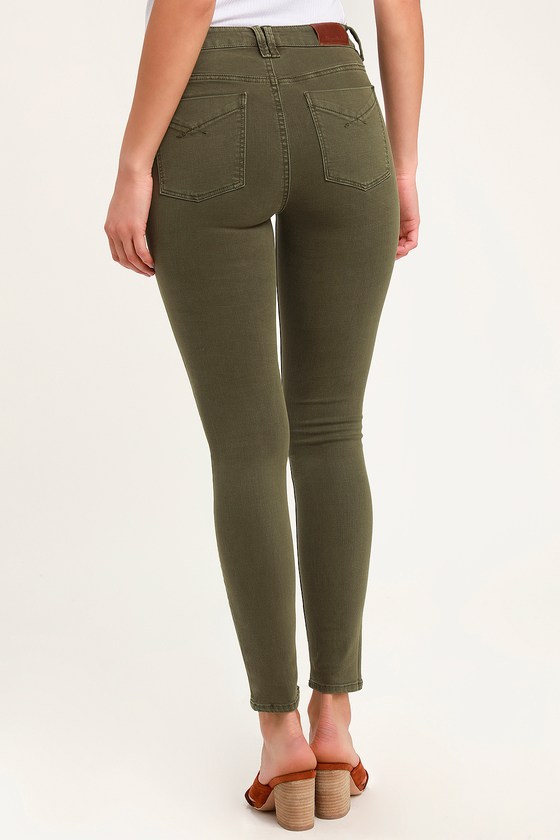 Unpublished Olivia Jeans - High-Rise Jeans - Olive Green Jeans - Lulus