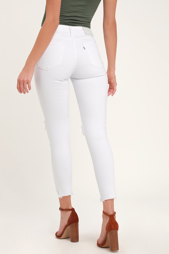 levi's 721 high rise distressed skinny jeans