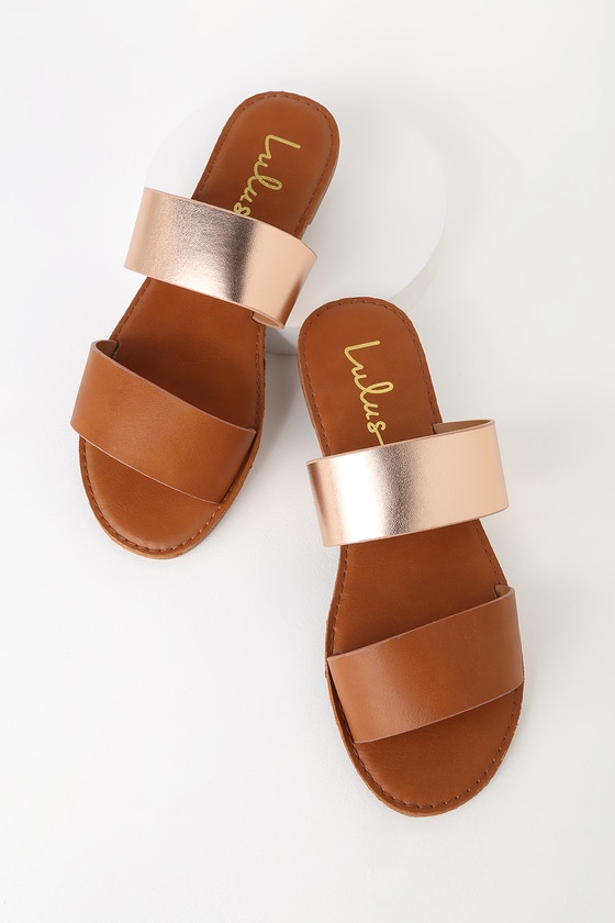 slip on tan sandals