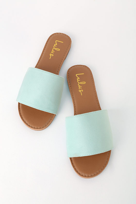 Addison Mint Suede Slide Sandals 2