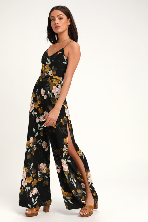 floral black jumpsuit