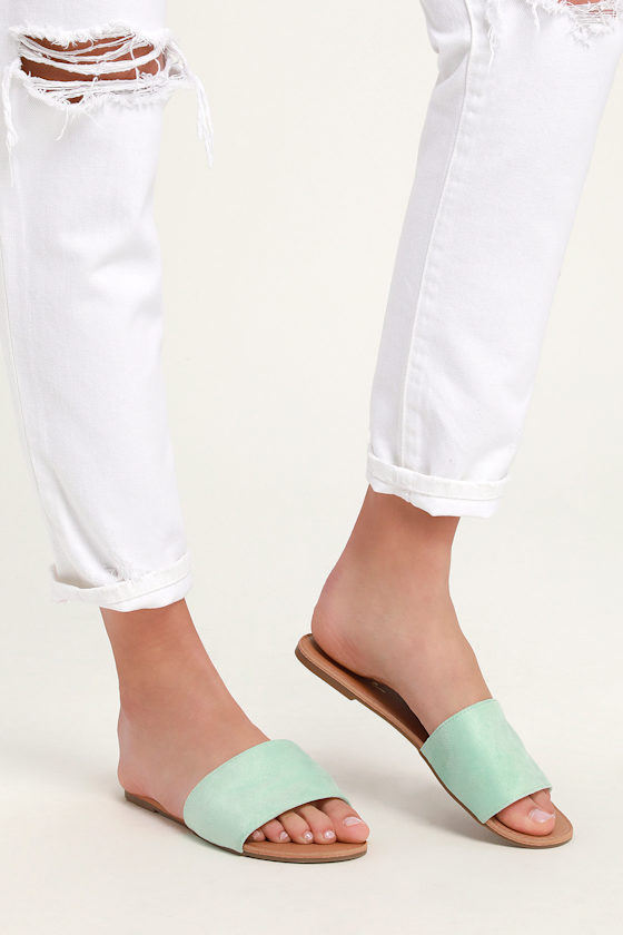 suede slide sandals