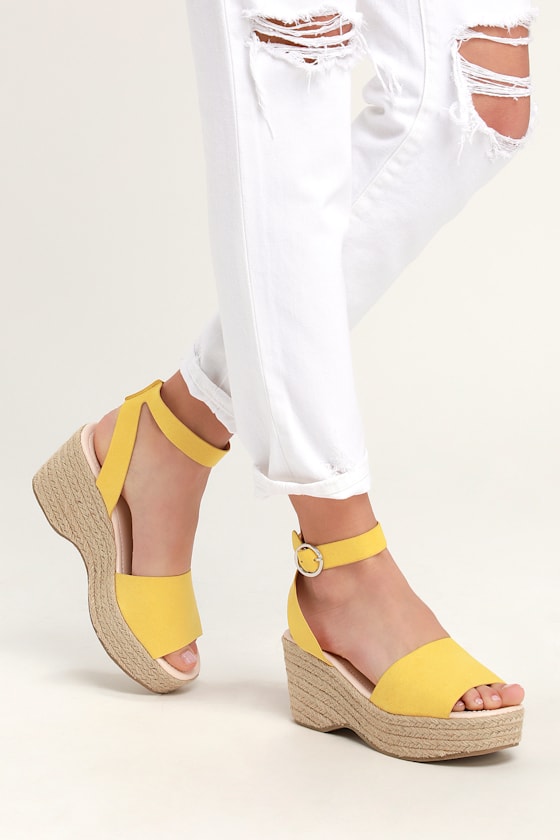 Cute Yellow Sandals Espadrille Sandals Platform Espadrilles Lulus