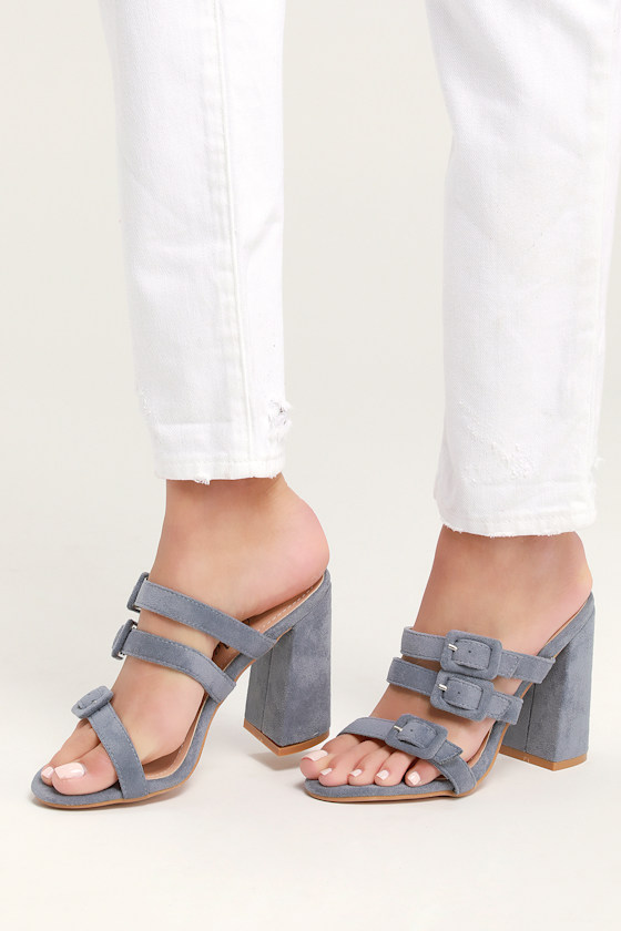 suede peep toe mules