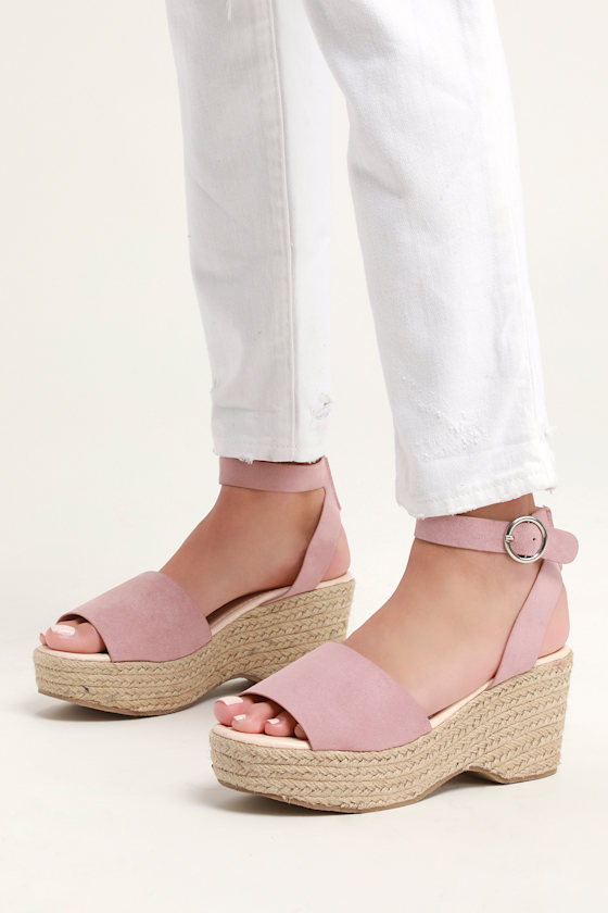 Elyse Desert Rose Suede Platform Espadrille Sandals 2