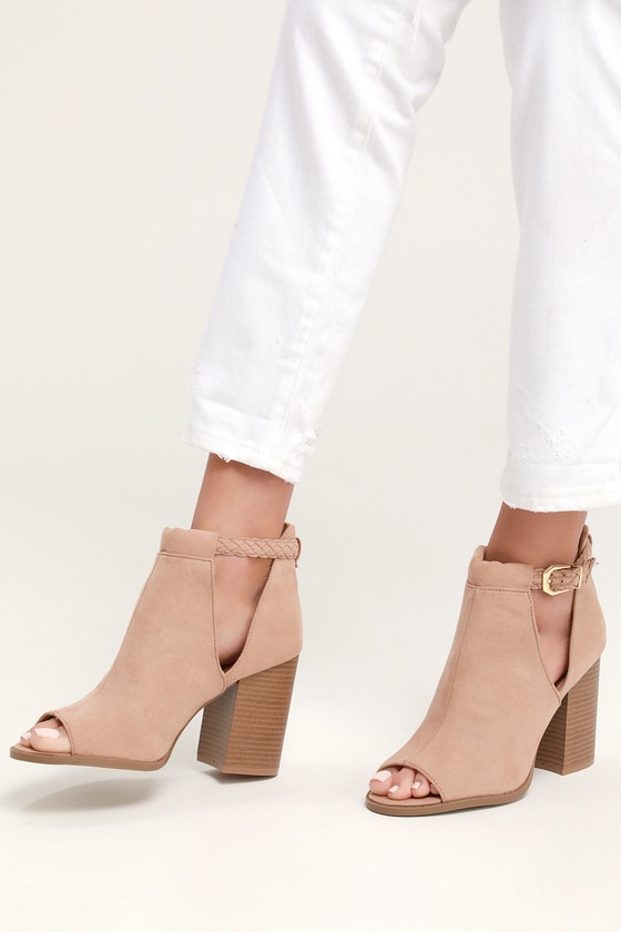 taupe booties high heel
