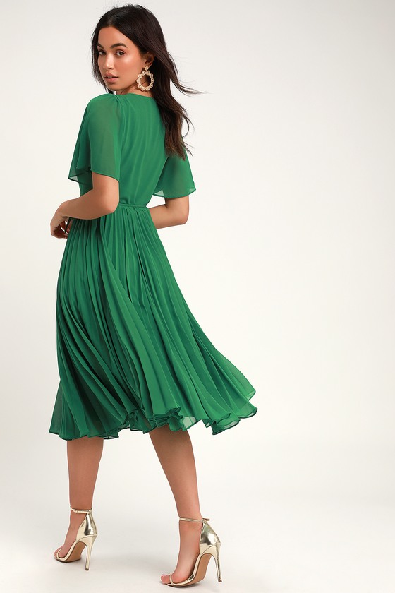 topshop green pleated dress