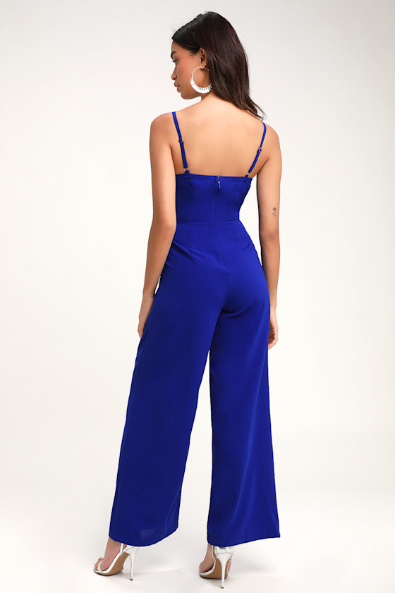 Dorado Royal Blue Tie-Front Wide Leg Jumpsuit 2