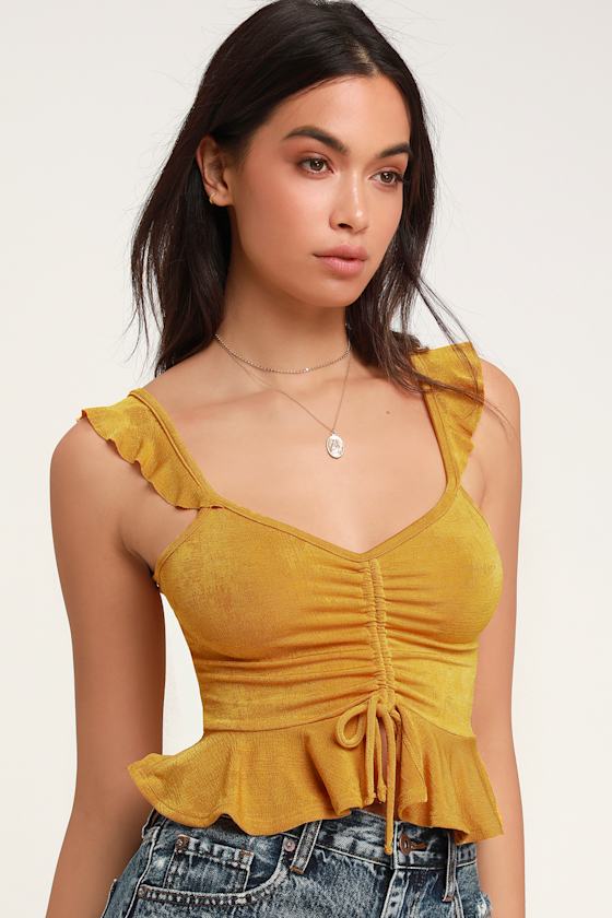 yellow ruched top