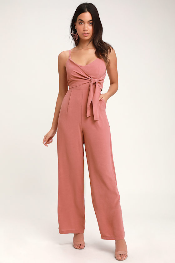 Dorado Rusty Rose Tie-Front Wide Leg Jumpsuit 1