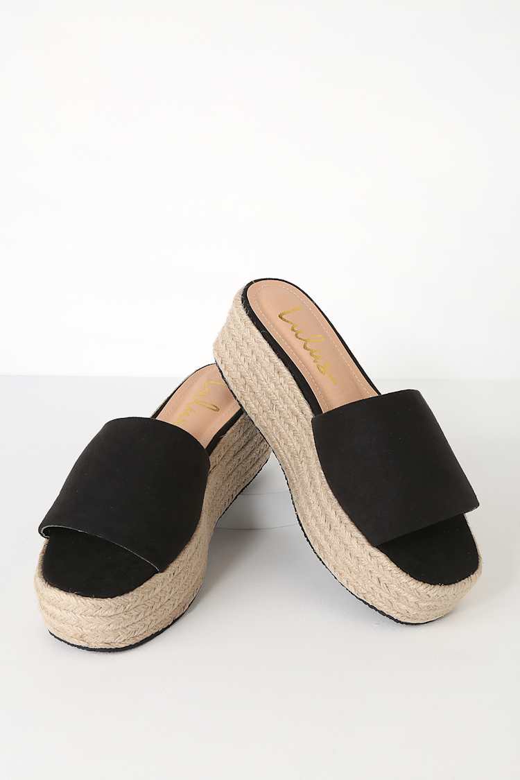 O'Ahu 2 Black Suede Espadrille Flatforms