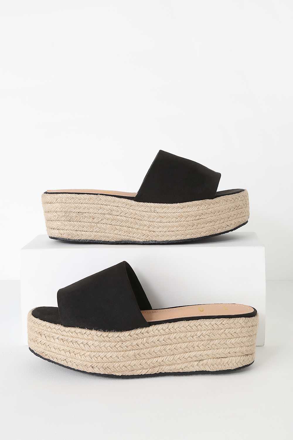 O'Ahu 2 Black Suede Espadrille Flatforms