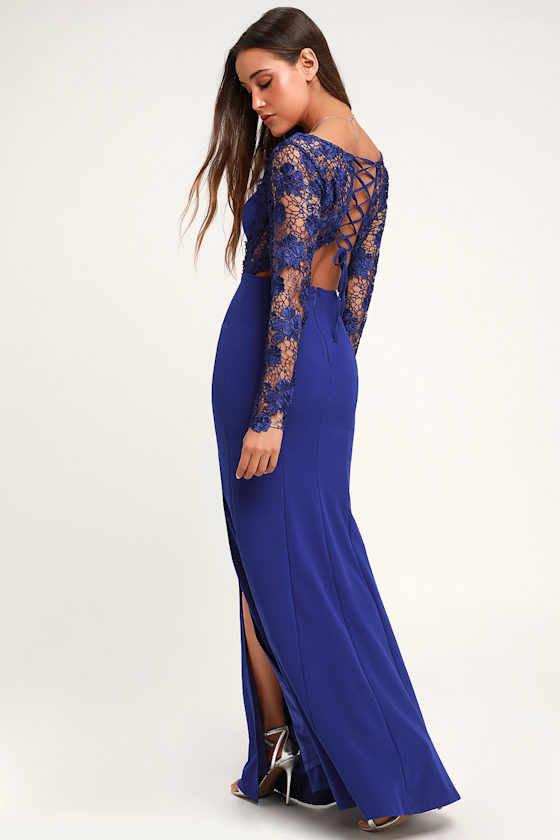 royal blue lace maxi dress