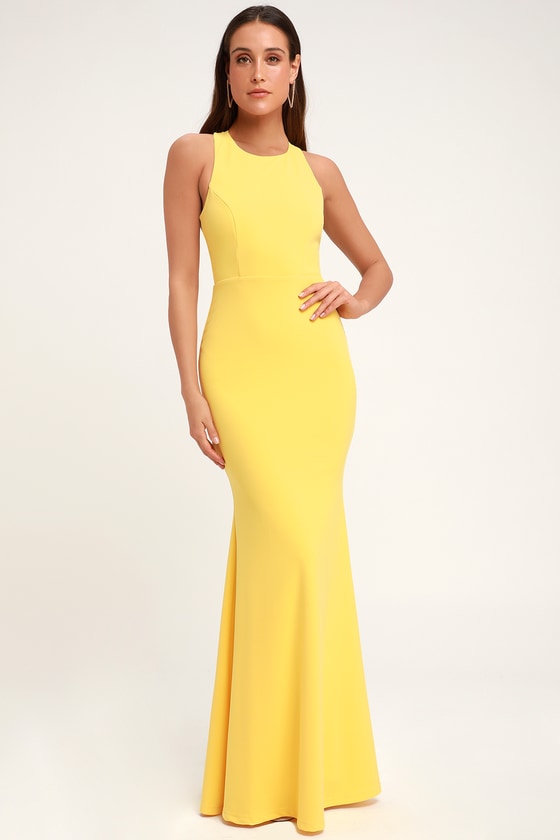 yellow backless maxi dress